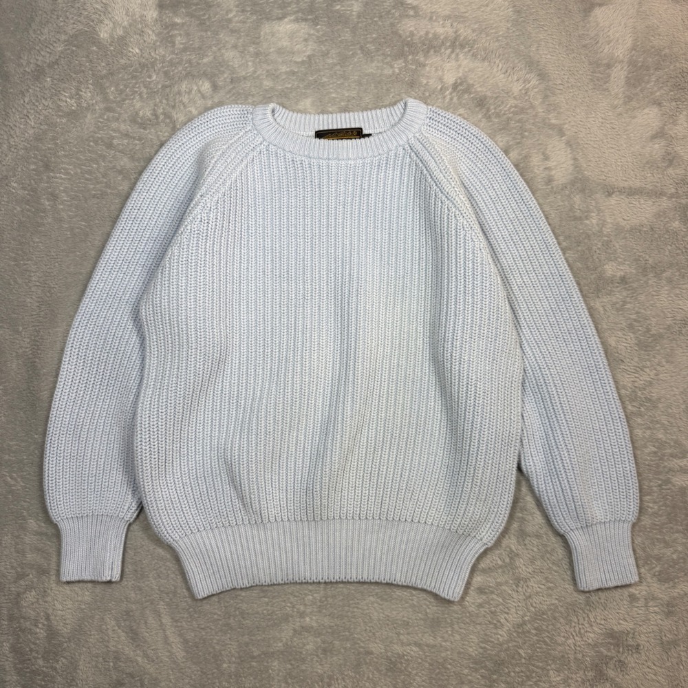 Vintage Eddie Bauer Shaker Knit Sweater Womens S/P Blue Cotton Pullover 90s